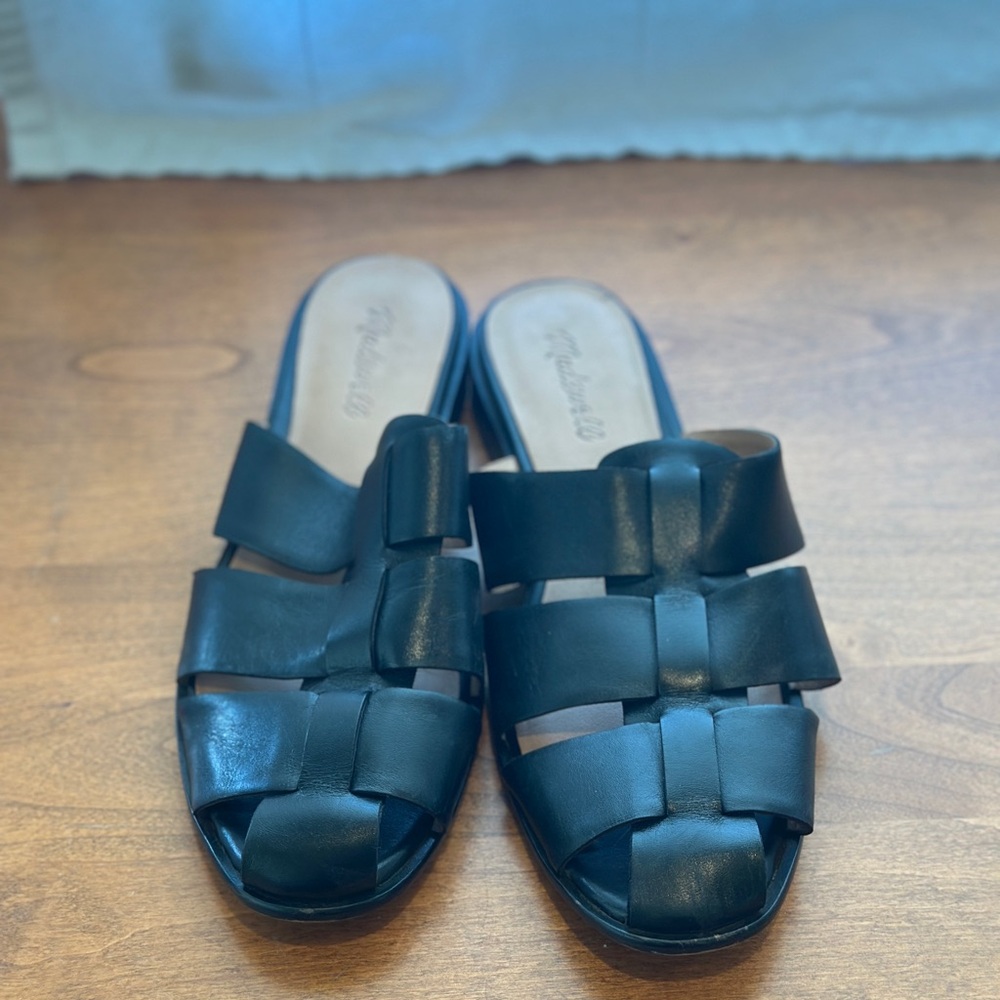 Madewell Women's Black Leather Dixson Fisherman Mule Sandals